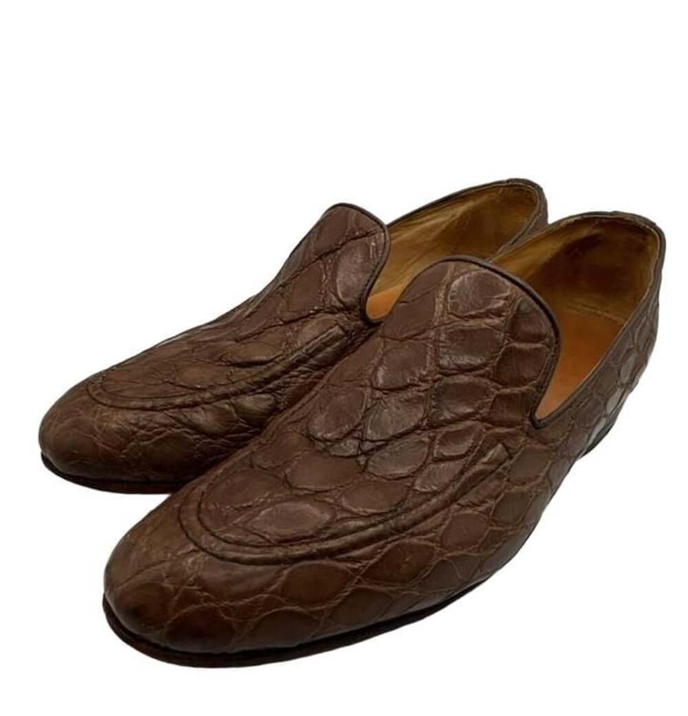 Lucchese Men's Brown Exotic Alligator Leather Slip-On Dress Loafers